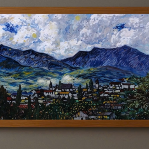 Tranh Nghệ thuật "Bầu Trời Đêm Ở Thụy Sỹ" VIETSMART ART - Sơn dầu trên toan vải 60 x 90cm