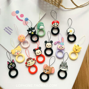 Cute Cartoon Liquid Silicone Ring Buckle Mobile Phone Lanyard Short Pendant Key USB Flash Drive Decoration Chain Anti-Loss Drop for Men And Women