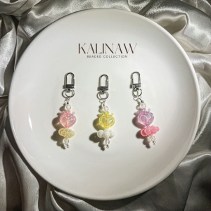 KALINAW PastelPuff Heart Crown Clouds Glossy Beaded Keychain/ Phone Lanyard
