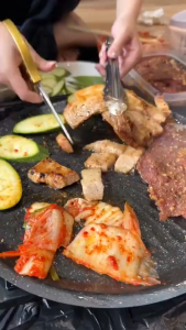 Chảo Nướng Đá Chống Dính Không Dầu Hàn Quốc Size 34cm Chảo Nướng Thịt Dùng Được Cho Cả Bếp Từ