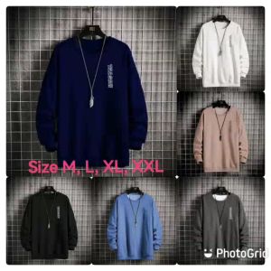 Bisa COD Sweater Keren Crewneck Elegan Kaos Pria Trendy Sweatshirt Kasual Sweter Cowok Baju Hustel