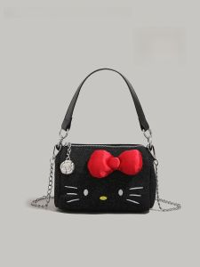 Cute Kitty Cat Small Square Bag Womens Casual Summer Versatile Handbag Single Shoulder Crossbody Bag UR Brand Soft Fabric