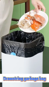 90/60/30PCS Drawstring Type Thickened Garbage Bag Disposable Trash Bag for Household Supermarket Property