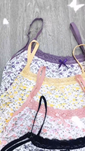 Tanktop Fashion Wanita Corak Bunga 7072 Tanktop Elastis Square Knit Tanktop Renda Bunga Atasan Kekinian Fashion Korea PST