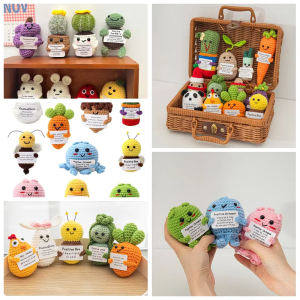 Cute Handwoven Positive Energy Turtle Ornaments Handmade Crochet Support Emotional Pickles Turtle Home Room Decor Christmas Gift