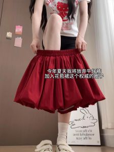 Váy Ngắn Chữ a Màu Đỏ Cạp Cao Cho Nữ Mùa Hè Mới Váy Ngắn Phong Cách Ngọt Ngào Cho Nữ Sinh Viên Váy Ngắn Cỡ Nhỏ