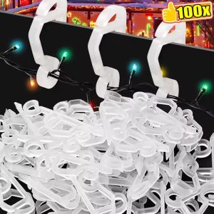 100Pcs Gutter Hooks Led Light Holder Christmas Lights Clips Outdoor Weatherproof S-Shaped Clip Hooks For Home Xmas Tree