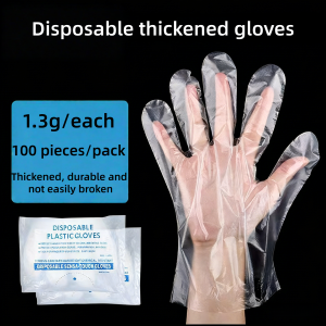 100-Pack PE Disposable Thick Gloves Portable Hygienic Durable for Household Cleaning