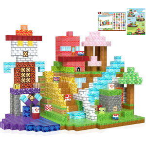 ตัวต่อแม่เหล็ก ของเล่นสร้างสรรค์ ชุดตัวต่อแม่เหล็กแบบลูกบาศก์ ของเล่นเสริมพัฒนาการ STEM Montessori ของเล่นเสริมประสาทสัมผัส สำหรับคริสต์มาส