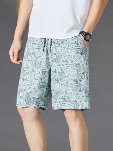 Mens Summer Beach Shorts Pure Cotton Thin Loose Casual Five-Quarter Pants Home Wear Big Boxer Outerwear Wide Waist