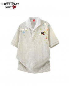CHARLES JANGS HAPPY HEART | Patched Two-in-One T-Shirt Loose Breathable Summer