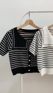BL0475 Sailor Big Collar Knit Top