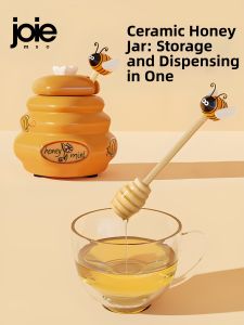 melii | Cute Ceramic Honey Jar with Lid Stirring Stick