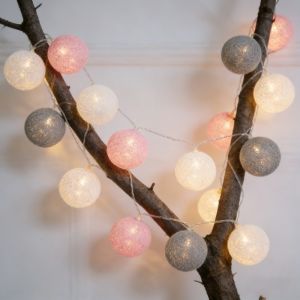 10/20LEDs Cotton Balls String Lights Battery Wedding Party Garland Fairy Lights Christmas Decorations for Home Bedroom Camping