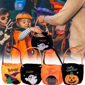 กระเป๋าลูกอมสำหรับฮัลโลวีน2023ผีแม่มดฟักทองกระเป๋าถือเคล็ดลับหรือรักษาของขวัญเด็กถุงที่เก็บขนมขบเคี้ยวน้ำตาล