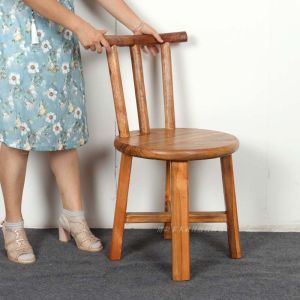 New Chinese Style Solid Wood Dining Chair round Back Chair Restaurant Eating Original Wood Color Furniture Furniture Home