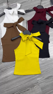 (VẢI ĐẸP) ÁO THUN NỮ ÁO YẾM CỘT NƠ SÀNH ĐIỆU VẢI COTTON BORIP LOẠI 1 CO GIÃN 4 CHIỀU MỀM MỊN MÁT 40-55KG