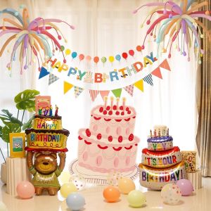 Girls Birthday Party Scene Decoration Balloon Background Wall Atmosphere Sensation First Year Photo Props Cake KT Board