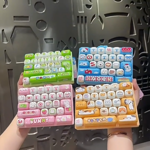 ZSDN MALL Portable 26 Grids Keyboard Clicker Keychain Cartoon Animal Cute Stress Relief Keyring Unique Creative Fidget Bag Pendant Student Bag Ornament