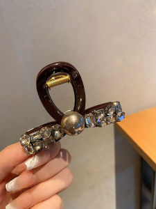 Minimalist Exquisite Fancy Rhinestone Clip High-End Elegant Updo Hair Claw French Style Small High Ponytail Shark Clip Female