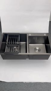 ซิงค์ ซิงค์ล้างจาน อ่างล้างจาน ซิงค์สแตนเลส อ่างล้างจานสแตนเลส ซิงค์ล้างจานแตนเลส ซิงค์สแตนเลส Kitchen sink stainless steel201 Black sink HM8045