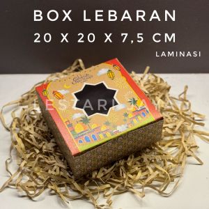 (5 Pcs) Box Lebaran Idul Fitri 20x20x7.5 CM Kraft Coklat Untuk Kotak Kue Roti Cake Snack Hampers