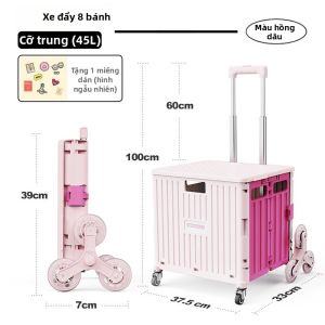 Xe Đẩy Gập Đa Màu Tám Bánh Dùng Trong Nhà