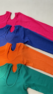 Atasan Rajut Wanita One Shoulder Lengan Panjang Cut Out Rib Knit