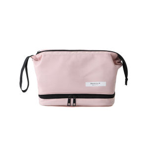 GStar Double Layer Zipper Makeup Bags Korean Style High Capacity Hand Carry Portable Travel Cosmetic Bag Multifunctional Home Storage Bags for Women Ladies 上下双层韩版化妆包