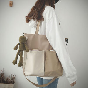 Large Capacity Canvas Tote Bag for Women Autumn Class Commuter Single Shoulder Slant Cross Supplement Class Bag Youth Leisure