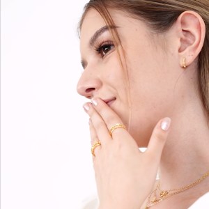 Mikana Ayari Gold Plated Huggie Hoop Earrings for women accessories small dot beads earring earings