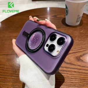 FLOVEME Fashion Matte Clear Anti-drop Phone Case For iPhone 14 Plus 14 13 Pro Max Magnifying Lens With Kickstand Wireless Charging Back Cover For iphone 14 13