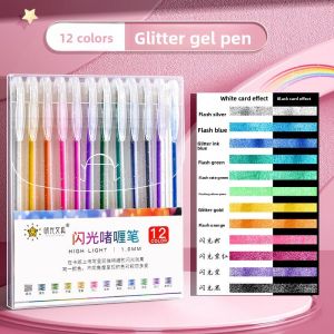 Colorful Glow Pen with Shimmering Silver Light and Fluorescent Marking