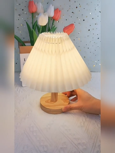 Vintage Bed Lamp Pleated Table Lamp Lampu Tidur Bilik Malam Lampu Hiasan Desk Lamp Bed Light Lampu Tidur Lampu Bilik