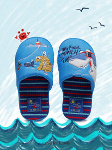 Childrens Cotton Slippers Anti-Slip Shark Cartoon Home Indoor Shoes Boys Spring Autumn Seasonal Comfortable Flat Heel Slippers