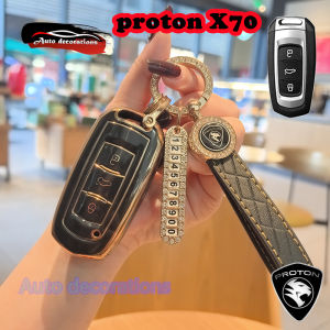 ฝาครอบกุญแจโปรตอน X70พวงกุญแจทองคำ X70โปรตอนพวงกุญแจเคสกุญแจรถยนต์โปรตอนเคส Kunci Remote Mobil