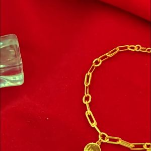 Genuine 916 gold bracelet womens lucky love card paper clip jewelry for girlfriend gifts