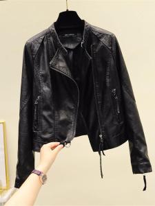 OUCAO | New Slim Fit Small Size Quilted Warm PU Leather Motorcycle Jacket