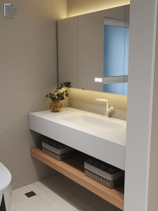 Rustic Wood Color Quartzite Rock Panel Heat Bent One-Piece Basin Bathroom Cabinet Combination Bathroom Wash Face Washing Table