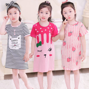 Princess Style Pure Cotton Lightweight Short Sleeve Childrens Sleepwear Baby Girls Home Clothes Comfortable Breathable Summer Pyjamas