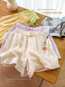 XIAOER | Quần Shorts Vải Tre Có Lót và Dây Thắt 100% Vải Tre