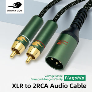 สายเคเบิล RCA พรีเมี่ยมพอร์ต XLR ตัวผู้ GOLLEY LION 2x ความคมชัดระดับสตูดิโอสำหรับเครื่องผสม/เครื่องขยายเสียง
