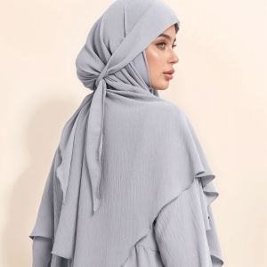 Big Size Hijab Ladys Headscarf with Ice Silk Wrinkles Hijab Muslim Shawl Women Headscarf Long Hijab Scarves