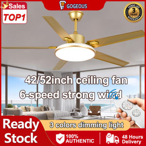 GOGEOUS ceiling fan with light modern ceiling fan heavy duty stainless steel light with fan ceiling fan with led light with remote ceiling fan 5 blades big ceilings fan 3 colors dimming 6 gear wind ceiling fans for living room dining room bedroom