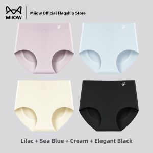 MiiOW | High-Waist Ice-Silk Womens Underwear Seamless Slimming Triangle Shorts Breathable Summer Thin Model MiiOW Cat Person New 2025