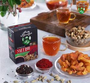 SAFFRON CARDAMOM TEA ROYALDO GHAZAL 100% PURE PERSIAN SAFFRON TEA PACKED IN BOX 100g Tea THERAPY