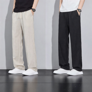 Mark Fairwhale | Mens Autumn New Lyocell Linen Loose Straight Breathable Comfortable Versatile Casual Pants