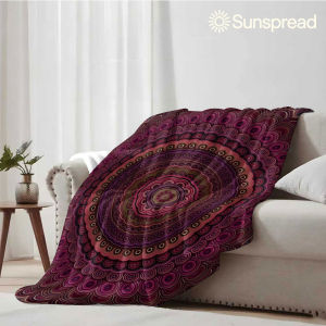 Beast Kingdom | Deep Magenta Mandala Soft Warm Flannel Blanket Lightweight Cozy Christmas Halloween Home Decor Room