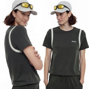 Color Block Splice Tencel Cotton T-Shirt