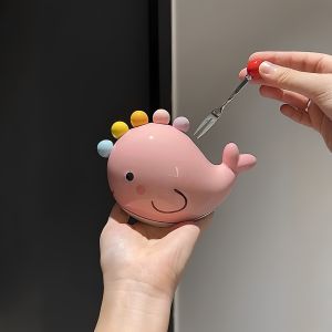 Pink Whale Fruit Fork Ceramic Storage Jar Set Creative Decorative Display Small Fork Home Use High End Elegant Design